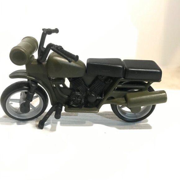Pair Of Vintage Green Toy Military Motorcycles for Action Figures - Picture 7 of 15